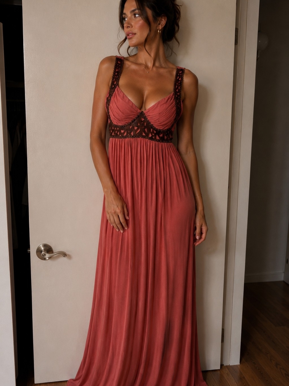 Sky Coral Tank Dress with Wide Straps
